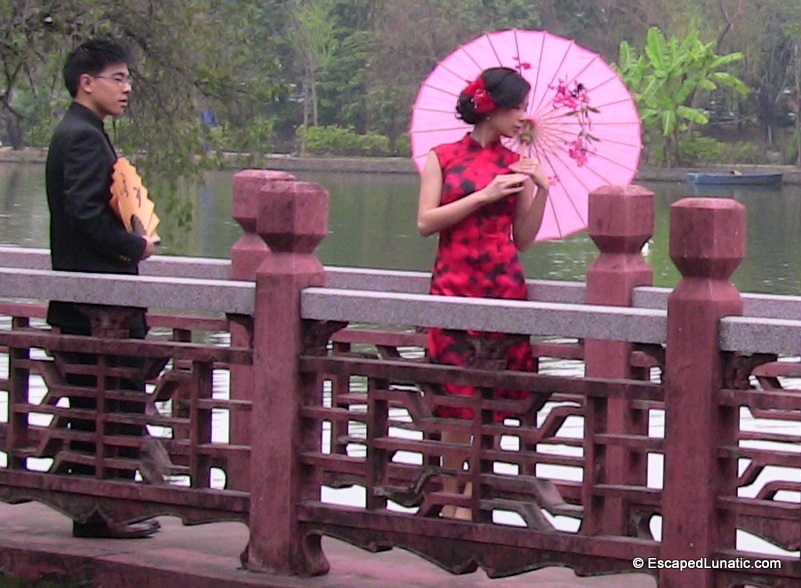 A proper red Chinese wedding dress.