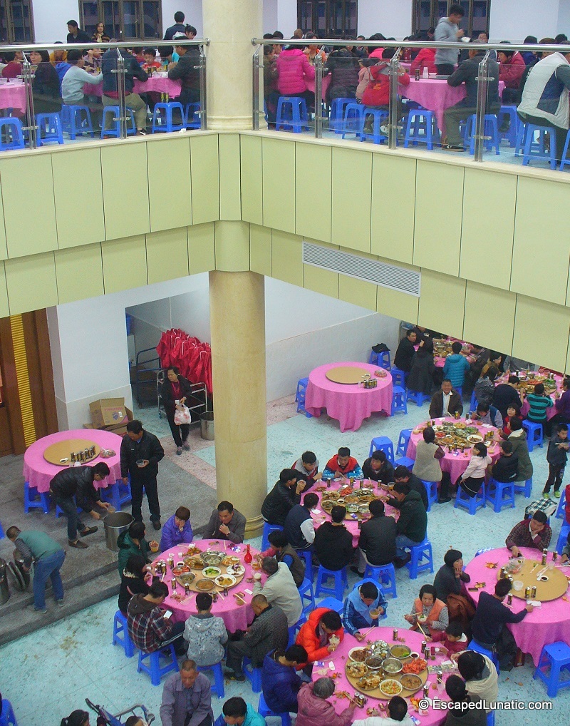The new sector dining hall has 2 levels.