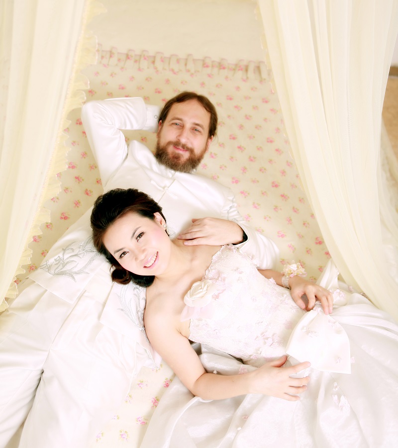 Pics in bed at our wedding photo shoot.