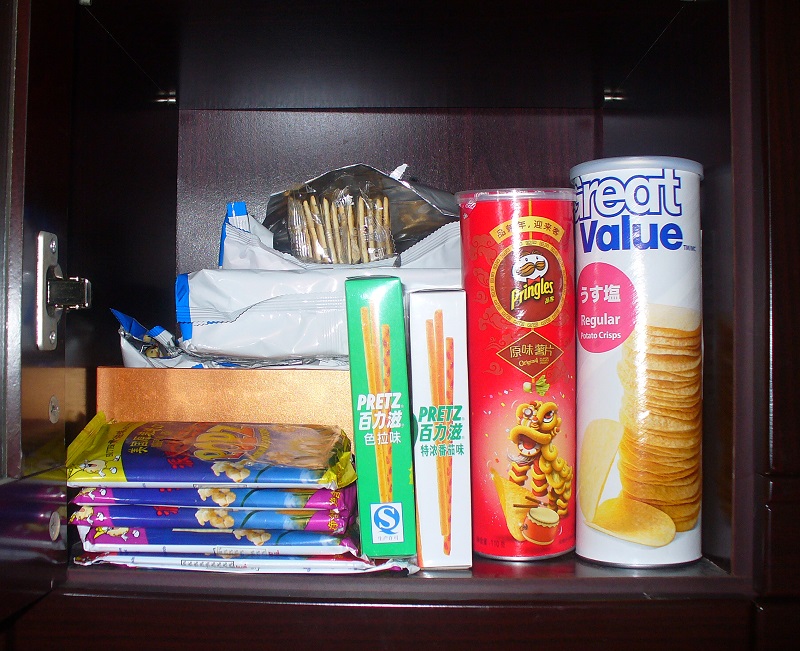 Another reminder of wedding memories - snacks are still kept in the display shelves 4 years later.