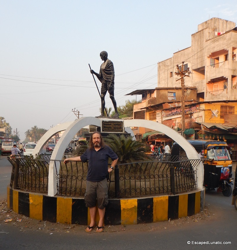 Gandhi and a Lunatic on the way to Dandi Beach