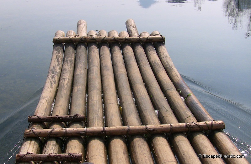 Ten pieces of bamboo and some bailing wire - all that's needed for a raft trip.