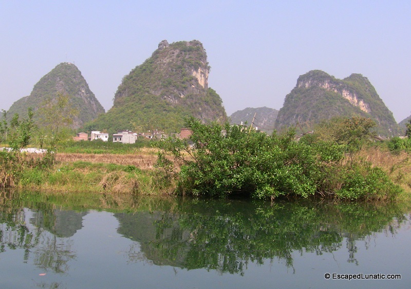 A village we saw on our raft trip on the Dragon River near Yangshuo