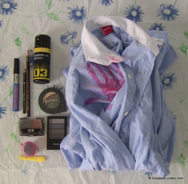 All the supplies needed to for a quick and easy zombie costume.