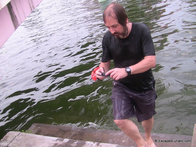 Checking the last pic before I even got all the way out of the pond