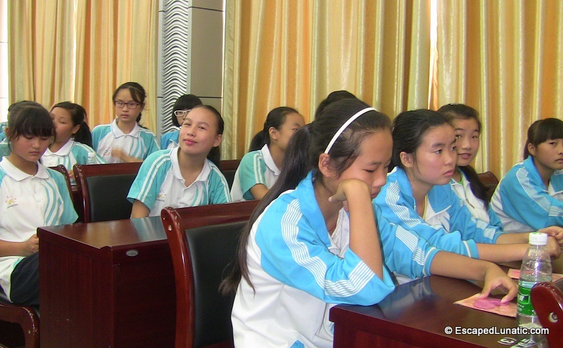 Schoolgirls at the award ceremony