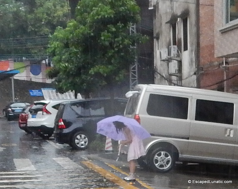 She was smart enough to have an umbrella, unlike me. :-)