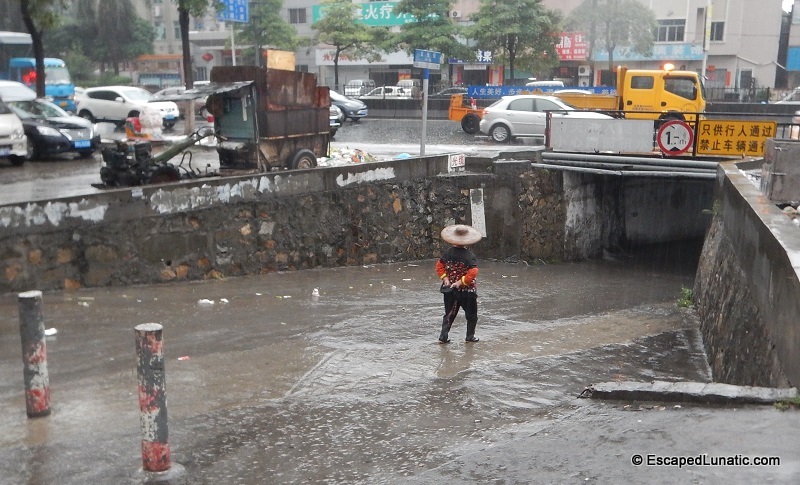 A fellow villager heading down the 1st tunnel. Rain pics by Escaped Lunatic.