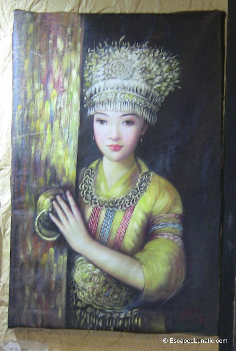 Painting of a lovely Miao girl