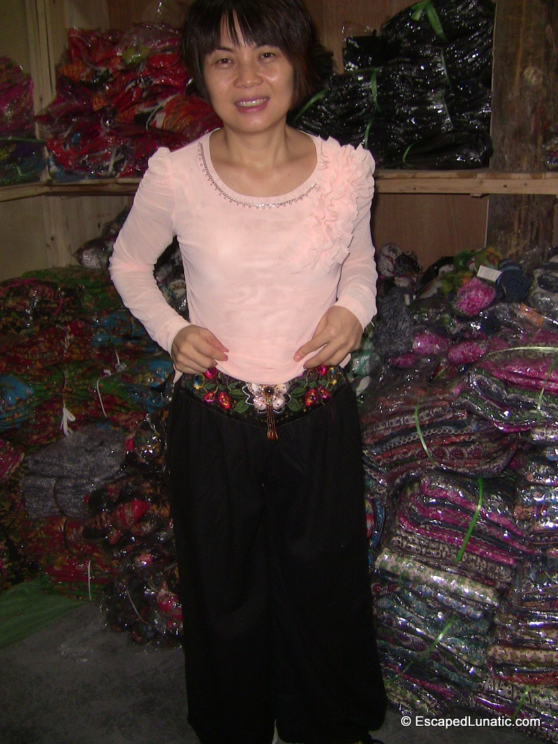 My lovely wife on a wholesale shopping spree in Feng Huang