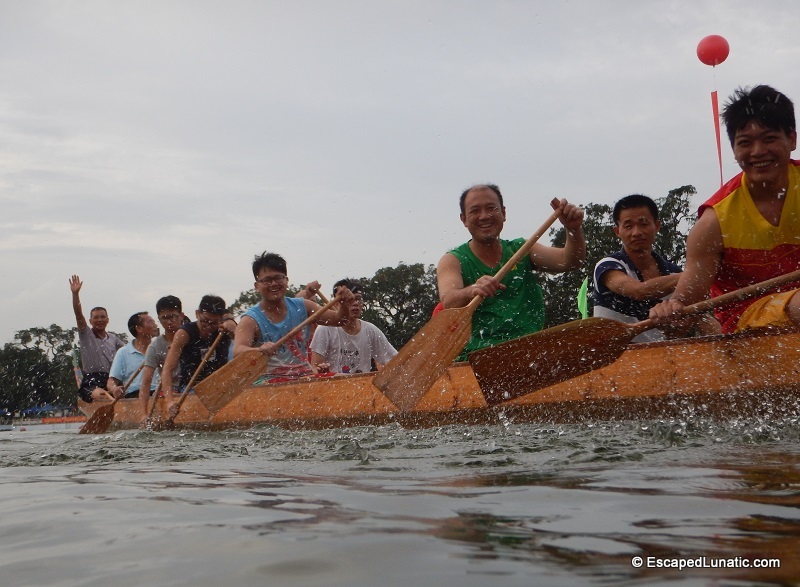 The crew of this short Dragon Boat decided I needed more water :-)