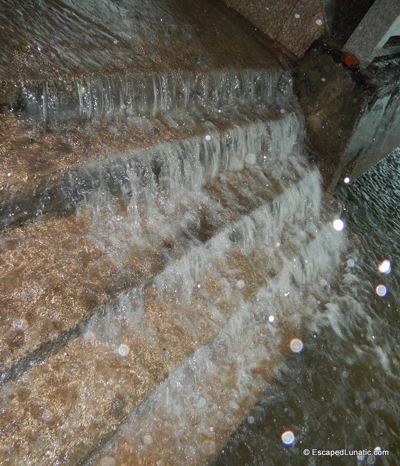 Rain pics can be fun! :-) Waterfall on stairs to the village pond - Rain pics can be fun! :-)