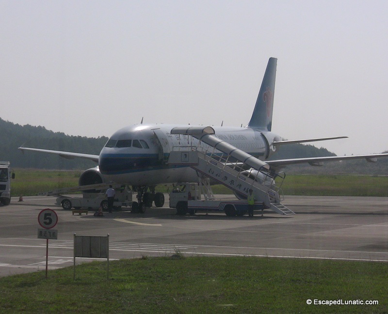 Our plane waiting to take us back home from Feng Huang